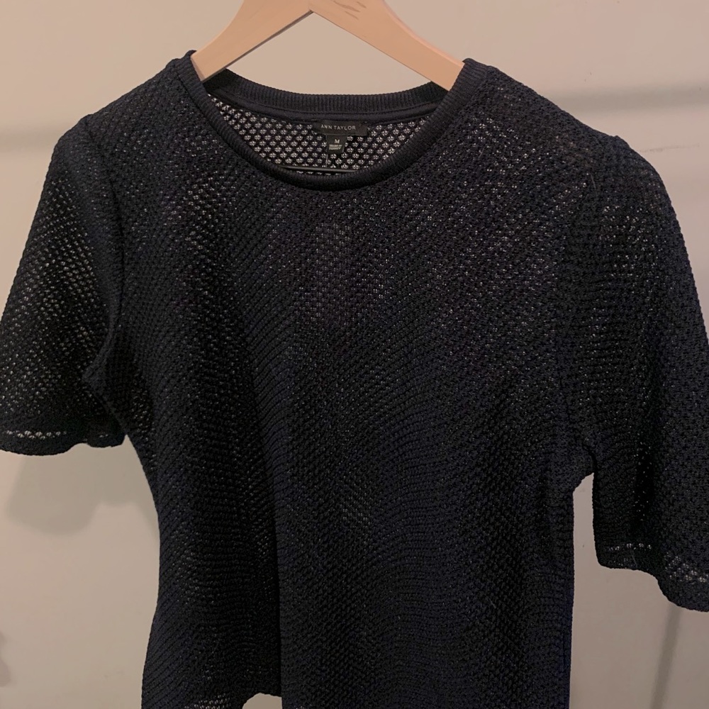 Navy Mesh Top
